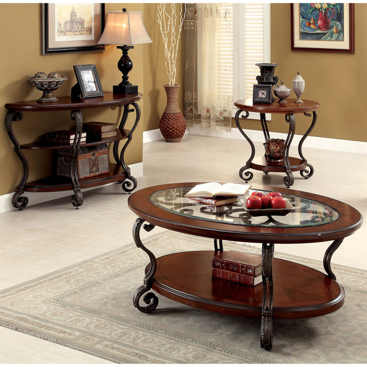 Lark Manor Craine 3 Piece Glass Top Living Room Table Set & Reviews